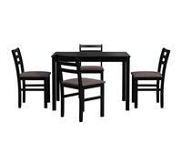 ZYLARUM Ensemble de Table à Manger 5 pièces avec 4 chaises rembourrées | Placage en Bois d'hévéa et MDF pour Plus de résistance | Conception de Dossier en échelle pour Le Confort de la (Brown)