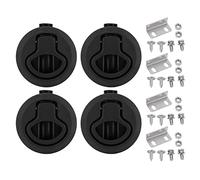 ZYLARUM Marine Flush Pull Slam Latch | 2.4 inch Round Ring Lock for Boat Hatches/Cabinets/RVs | ABS Plastic with Steel Hardware, Weatherproof & Weather Defiant