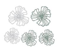 ZYLARUM Metal Flower Wall Decor 5PCS Set | 2 Layer Iron Wall Art with Hollow Pattern for Living Room/Office/Bedroom | White Green Floral Hanging Decor