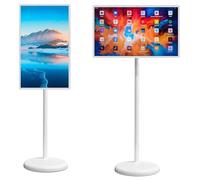 ZYLDDS Écran Tactile Mobile 24 Pouces, Tablette Intelligente Portable avec Appareil Photo, téléviseur Portable sur roulettes avec écran Tactile Rotatif, Batterie intégrée, Rotation complète 4+64G