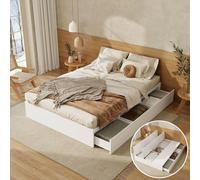 ZYLDDS Lit Coffre 140 X 200 Cm, Lit Double avec Grands Tiroirs, sans Tête De Lit, Lit Fonctionnel, Lit en Bois Massif, avec Coffre De Rangement sous Le Lit, pour Adultes Et Adolescents, sans Matelas