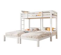 ZYLDDS Lit superposé 3 Places, avec échelle et Garde-Corps,lit bébé 90 x 200 cm aavec Support de Lattes, pour Adolescents, Blanc(sans Matelas)