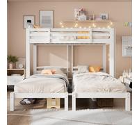 ZYLDDS Lit superposé 3 Places, avec échelle, Garde-Corps, lit superposé Enfant, 3 Lits Taille 90x200, Convient aux Adolescents et aux Enfants, matériau Bois, Blanc