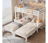 ZYLDDS Lit Superposé 3 Places,Triple lit superposé avec échelle latérale,90x200cm Lit en Bois avec Support de Lattes et Protection Contre Les Chutes,pour Enfants et Adolescents(sans Matelas)