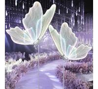 ZYLDDS Lot De 2 Papillons LED, Décoration De Mariage Lumineuse, Lampadaire Papillon, Lampe Papillon Créative, Accessoires De Piste De Danse De Mariage, Lampe LED De Décoration Romantique,100cm