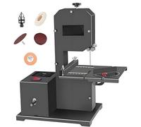 ZYLDDS Scie à Ruban d'établi Professionnelle pour Petits ateliers, Moteur 800 W 230 V, Hauteur de Coupe 70 mm, Gorge 90 mm, Coupes Courbes et Droites, Table métallique inclinable (0 à 45°)