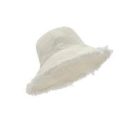 Zylioo Chapeau de soleil bob effiloché de petite taille, chapeau de pêcheur tendance à pompons pour petites têtes, chapeau de voyage d'été, Beige - convient à 52,1 à 54,6 cm, XS/S
