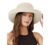Zylioo Chapeau de soleil Victoria XXL pour femme, chapeau surdimensionné avec cordon de vent, chapeau de plage pour l'été, la plage, les voyages, Melon beige, TailleXL
