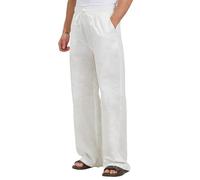 Zylioo Pantalon en lin avec couture d'entrejambe de 83,8 cm/88,9 cm, pantalon extra long pour homme, pantalon d'été à jambe large, léger et décontracté, beige, L/taille tall