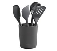 Zyliss Lot de 5 ustensiles de cuisine en paille de blé et silicone, têtes résistantes, gris Béluga