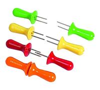 Zyliss E40001 Set de 4 pics à maïs jaune/orange/rouge/vert, Brochettes de Maïs, Fourchette à Maïs avec 2 Dents en Acier Inoxydable Fourchettes à Fruit pour la Cuisine à la Maison Barbecue