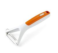 Zyliss E950019 Eplucheur à Julienne, Plastique/Acier Inoxydable, Blanc/Orange, Lame Dentelée, Passe au Lave-Vaisselle, Garantie 5 Ans