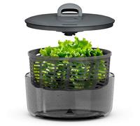Zyliss Essoreuse à Salade Easy Spin Grande 6L, Technologie AquaVent, Saladier, Base antidérapante, Mécanisme à cordon, Bouton d'arrêt, Sans BPA, Saladier, Compatible lave-vaisselle, Gris