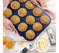 Zyliss Set de 12 moules à muffins - Acier carbone robuste - Double revêtement antiadhésif - 35x27cm - H : 2,8cm - Résultats de cuisson professionnels