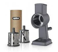 Zyliss Set de Râpe à Fromage Rotative Gourmet, 3 Tambours, Acier Inoxydable | Tambours inclus: Râpe Fin, Gros et Tranchage, Coupe et Râpe Légumes, Fromage, Carottes, Chocolat, Pied Ventouse Antidérapant