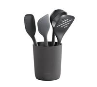 Zyliss Lot de 5 ustensiles de cuisine en paille de blé et silicone, têtes résistantes, gris Béluga