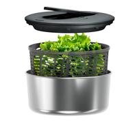 Zyliss Swift Dry Essoreuse à Salade Inox Grande 6 L, Mécanisme de Pompe | Usage à une Main, Technologie AquaVent™, Bec Verseur, Base Antidérapante, Bouton d'Arrêt, Essoreuse Salade Inox