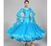 ZYLL Robes de Danse de Salon Costume de Salle de Bal viennoise Valse Robe Longue Robe de Bal Robe espagnole Standard Costumes Tango,1,XL