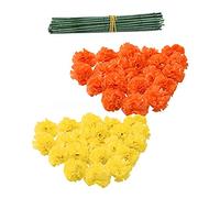 ZYLLZY Lot de 100 têtes de fleurs de calendula artificielles en soie Jaune Orange