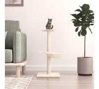 zylophax Arbre à chat avec griffoir en sisal et housse en peluche, 72 cm de haut, couleur crème, avec surfaces de couchage, grotte, hamac, matériau en bois robuste, peu encombrant, idéal pour