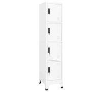 zylophax Armoire à casiers Blanc en Acier 38x45x180 cm avec 4 Portes verrouillables, Compartiments ventilés, Porte-étiquettes, Rangement modulable pour Bureau, école, entrée ou Atelier