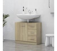 zylophax Armoire d'évier en Bois d'ingénierie chêne Sonoma 63x30x54 cm avec tiroirs et Compartiment, Meuble de Rangement pour Salle de Bain, idéal sous Vasque et