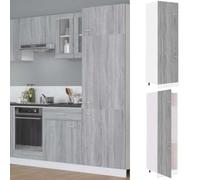 zylophax Armoire réfrigérée Lyon Gris Sonoma en Bois d'ingénierie 60 x 57 x 207 cm avec 4 étagères 3 Portes Rangement Cuisine Salle à Manger Salon et cellier Rangement Pratique