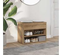 zylophax Banc à Chaussures chêne Artisanal en Bois d'ingénierie 60x30x45 cm avec étagère modulable pour Rangement dans entrée ou Couloir, Meuble Organisateur empilable pour Baskets, Bottes, Sneakers