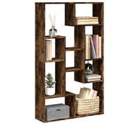 zylophax Bibliothèque chêne fumé en Bois d'ingénierie 72x20x120,5 cm avec 9 Compartiments modulables pour Rangement, Meuble rayonnage asymétrique Ouvert adapté Salon Bureau Chambre