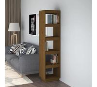 zylophax Bibliothèque Marron Miel en Bois de pin Massif 40x35x167 cm, Meuble rayonnage Ouvert pour Rangement Livres et dossiers, cloison séparatrice modulable pour Salon Bureau Chambre