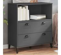 zylophax Bibliothèque VIKEN Gris Anthracite en Bois d'ingénierie 80x40x90cm avec 2 tiroirs, Compartiment Ouvert, Rangement modulable pour Salon Bureau Chambre, Meuble de Rangement Stable et Pratique