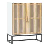 zylophax Buffet blanc en bois 60 x 30 x 75 cm avec pieds en fer, armoire de rangement pour bureau et salon, armoire de rangement avec porte en bois, commode stable pour classeurs et dossiers