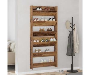 zylophax Cabinet à Chaussures Mural 2 pcs en Bois d'ingénierie 84 x 18 x 90 cm, Meuble de Rangement Suspendu pour Couloir, étagère modulable pour Baskets, Talons, Bottes, optimisé