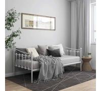 zylophax Cadre de canapé-lit Blanc métal 90x200 cm avec sommier à Lattes Robuste Structure Pliable pour Chambre Adulte Enfant Studio, Banquette futon avec Support Couchage escamotable
