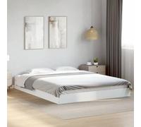 zylophax Cadre de lit Blanc 160x200 cm Bois d'ingénierie avec sommier à Lattes Robuste Structure Plateforme pour Chambre Adulte Enfant Design Moderne Support Matelas