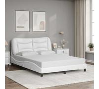 zylophax Cadre de lit Blanc Hvar 120x200 cm Similicuir avec sommier à Lattes tête de lit capitonné Structure métal Bois pour Chambre Adulte Enfant Confort et Rangement