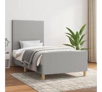 zylophax Cadre de lit Gris Clair 90x190 cm en Tissu avec tête de lit réglable, Structure Robuste en Bois, Pieds de Soutien Stables, Lattes de contreplaqué pour Un Bon Maintien du Matelas