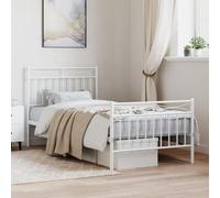 zylophax Cadre de lit métal Blanc 90x200 cm avec sommier à Lattes Robuste, Pieds centraux Stables, Espace Rangement sous lit, tête et Pied de lit Fonctionnels pour Chambre Adulte Enfant ado
