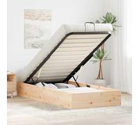 zylophax Cadre de lit Ottoman Naturel en Bois de pin 90 x 200 cm avec Rangement escamotable, sommier Plateforme Robuste, mécanisme à gaz Silencieux, idéal Chambre Adulte Enfant
