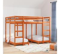 zylophax Cadre de lit superposé Triple en Bois de pin Massif Marron Cire 140 x 200 cm avec sommier à Lattes, Structure Robuste, idéal pour Chambre Enfant, ado, Studio ou dortoir