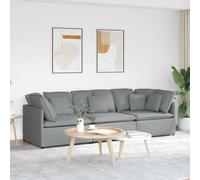 zylophax Canapé modulable Gris Clair en Tissu avec Coussins, Structure métal Stable, 300x100x64 cm, Angle Droit, Assise Confortable et Dossier inclinable pour Salon séjour Bureau