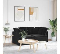 zylophax Canapé modulable Velours Noir 200x100 cm avec Coussins Confortables 2 Angles 6 Grands 4 Petits pour Salon séjour Bureau Studio Relaxation
