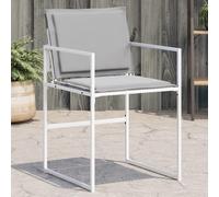 zylophax Chaises de Jardin Blanc Acier avec Coussins Gris Lot de 4, Assise Confortable empilable, Dossier inclinable, résistantes UV pour terrasse Balcon extérieur Repas détente