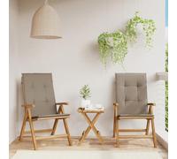 zylophax Chaises de Jardin inclinables en Teck Massif avec Coussins Taupe Lot de 2 fauteuils pliants Dossier réglable accoudoirs Confortables pour terrasse Balcon Piscine extérieur détente Repas