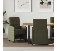 zylophax Chaises de Salle à Manger Vert armée 2 pcs en Cuir synthétique avec Roues et accoudoirs ergonomiques, Cadre métal et contreplaqué, Confortable pour Repas et Bureau, Design Moderne scandinave