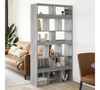 zylophax Cloison de séparation en Bois d'ingénierie Sonoma Gris avec 15 Compartiments, Meuble bibliothèque étagère modulable pour Rangement Salon Bureau Chambre