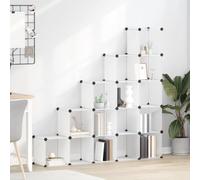 zylophax Cubes de Rangement 15 pcs Transparent en PP avec Cadre Acier, modulable et empilable, Dimensions 155x32x153,5 cm, Organisateur Polyvalent pour Dressing, Placard, entrée, Bureau