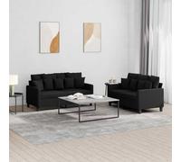 zylophax Ensemble canapé 2 pièces Noir Tissu Polyester avec Coussins 7 Grands 9 Petits, Structure métal contreplaqué Stable, Dimensions 138x77x80 cm et 158x77x80 cm pour Salon séjour Bureau