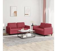 zylophax Ensemble canapé 2 Places Rouge Bordeaux en Similicuir Durable avec 4 Coussins, Structure Robuste en métal et contreplaqué, Assise Confortable pour Salon séjour Bureau Studio