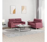 zylophax Ensemble canapé 2 Places Tissu Rouge Bordeaux avec Coussins, Structure métal et contreplaqué, Dimensions 138x77x80 cm et 158x77x80 cm, pour Salon séjour Bureau